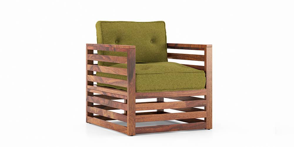 Raymond Wooden Sofa - Teak Finish (Green Olivia)